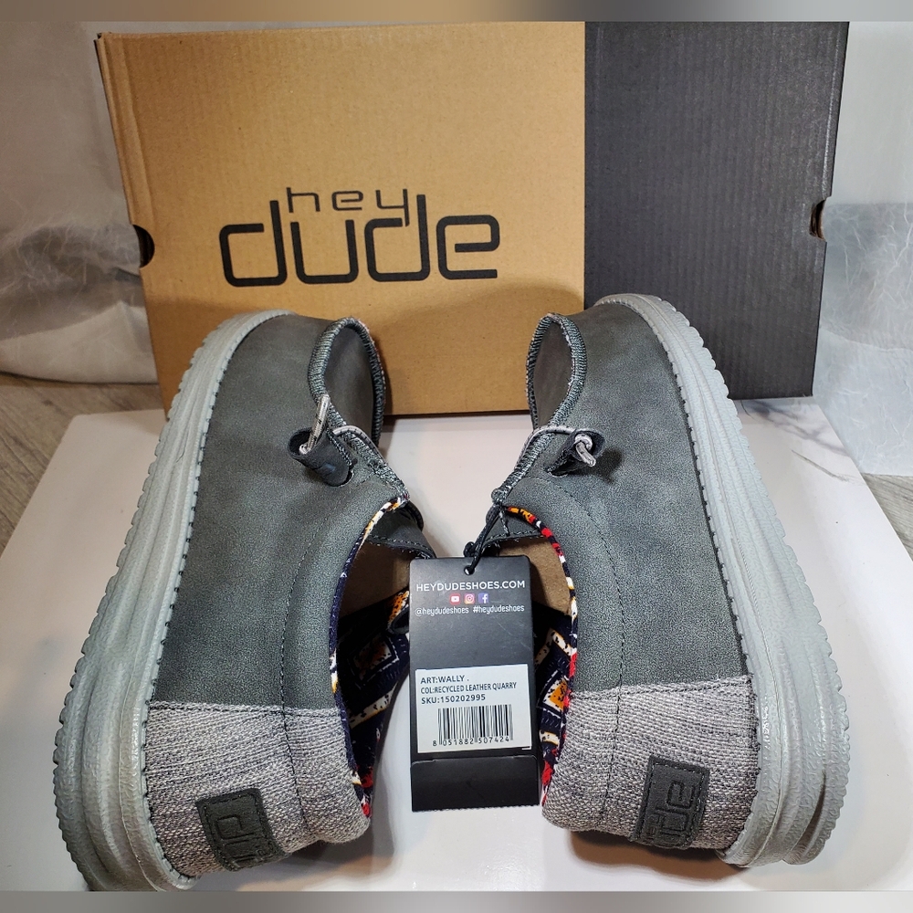 NEW Hey Dude Womens Quarry Gray Leather Casual Comfort Shoes Womens 9 - Picture 8 of 12